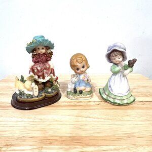 Various Little GIRL Ceramic Figurines Lot of 3